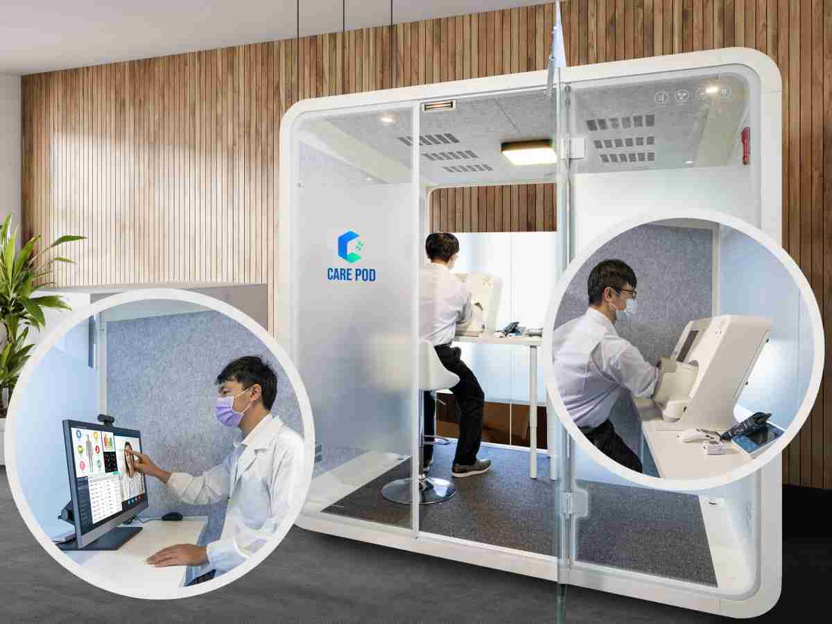 达擎于医疗科技展中展出＂远距诊疗舱＂，，以因应医疗数字化及社会高龄化趋势下、、、、复诊及慢性病患等族群对于远距看诊需求逐渐升高所推出的创新整合方案。。。。多功能合一、、高隐私性的远距诊疗舱可根据病患端与医师端的不同需求，，，，提供弹性化及客制化功能，，，节省医生和病患的精力及时间